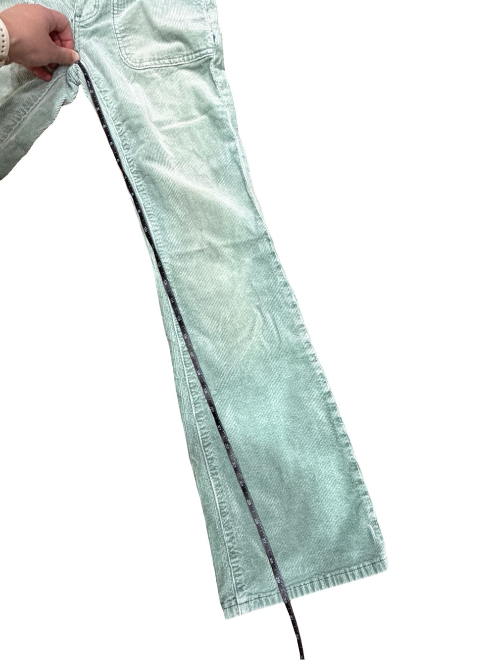 🌿 Anthropologie Pilcro The Icon Corduroy Flare Low Rise‎ Pants Green Size 26 - Picture 8 of 14